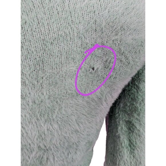 Sunday Best Aritzia Kitten Sweater Womens S Blue Fuzzy Pullover Balloon Sleeve - Picture 8 of 8